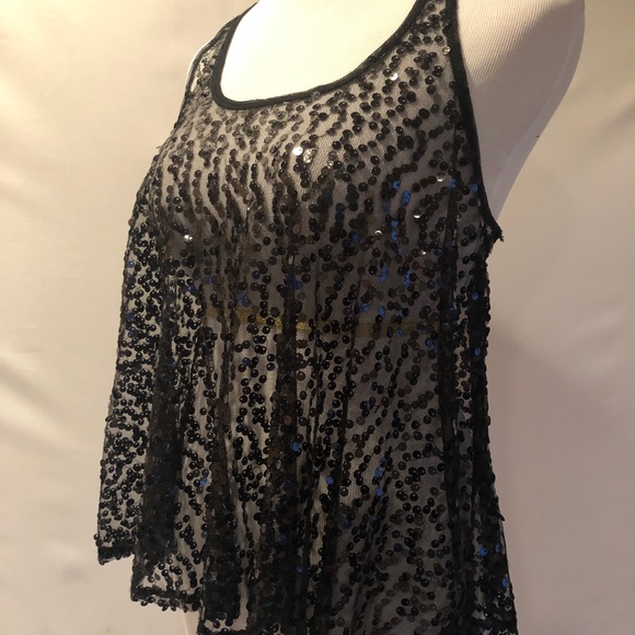 American Rag black sequin sparkly top. - Picture 2 of 8
